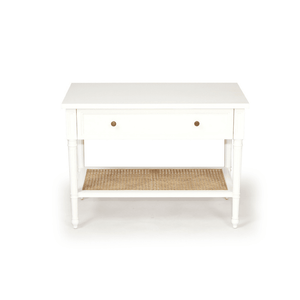 Hamilton Cane Large Bedside Table – White - Modern Boho Interiors