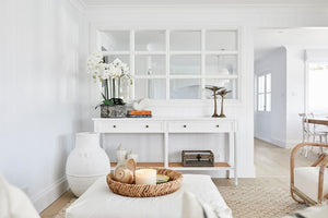 Hamilton Cane Large Console Table - White - Modern Boho Interiors