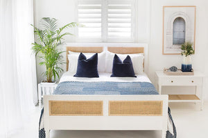 Hamilton Cane Super King Bed - White - Modern Boho Interiors