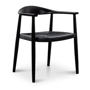 Hans Wegner Replica Armchair - Full Black - Modern Boho Interiors