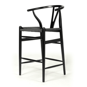 Hans Wegner Replica Wishbone Bar Stool - Black on Black - Modern Boho Interiors