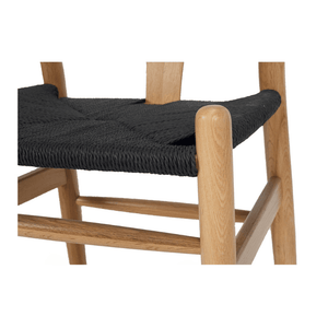 Hans Wegner Replica Wishbone Dining Chair - Black Seat, Natural - Modern Boho Interiors
