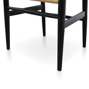 Hans Wegner Wishbone Dining Chair - Natural Seat, Black Frame - Modern Boho Interiors