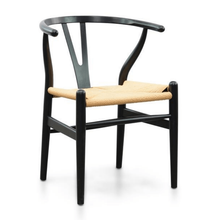 Load image into Gallery viewer, Hans Wegner Wishbone Dining Chair - Natural Seat, Black Frame - Modern Boho Interiors