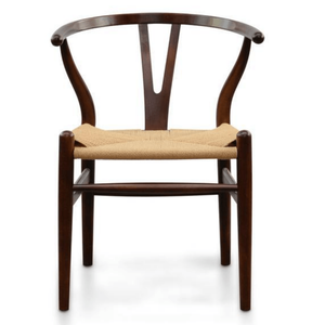 Hans Wegner Wishbone Dining Chair - Natural Seat, Walnut - Modern Boho Interiors