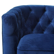 Load image into Gallery viewer, Harford Circular Armchair - Blue Velvet, Brushed Gold Base - Modern Boho Interiors