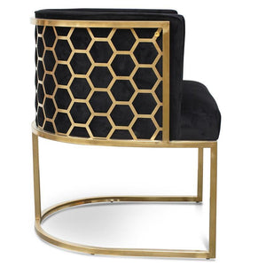Honeycomb Lounge Chair - Black Velvet - Modern Boho Interiors