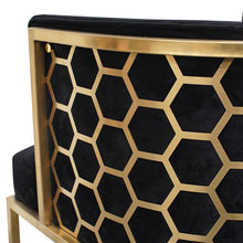 Load image into Gallery viewer, Honeycomb Lounge Chair - Black Velvet - Modern Boho Interiors