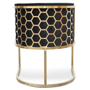 Honeycomb Lounge Chair - Black Velvet - Modern Boho Interiors