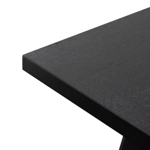 Hudson Straight Top Dining Table 2.2m - Black Rustic Oak Veneer, Metal Legs - Modern Boho Interiors