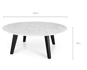 Hunter Marble Coffee Table 1m - Black - Modern Boho Interiors