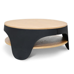 Jackson Round Coffee Table 82cm - Natural - Black - Modern Boho Interiors