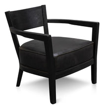 Load image into Gallery viewer, Jackson Wooden Armchair - Black PU Leather Seat, Black Frame - Modern Boho Interiors