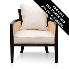 Load image into Gallery viewer, Julia Rattan Armchair - Black And Sand White - Modern Boho Interiors