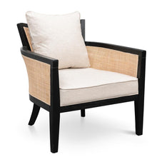 Load image into Gallery viewer, Julia Rattan Armchair - Black And Sand White - Modern Boho Interiors