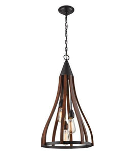 Khalest Wood Pendant Light - Med Bell - Modern Boho Interiors