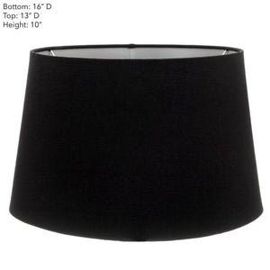 Lamp Shade (Large Drum) 16" x 14" x 10" - Black with Silver Lining - Modern Boho Interiors