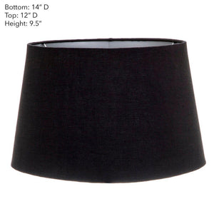 Lamp Shade (Medium Drum) 14" x 12" x 9.5" - Black with Silver Lining - Modern Boho Interiors