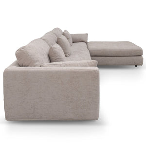 Loki 4 Seater Sofa With Ottoman - Oyster Beige - Modern Boho Interiors