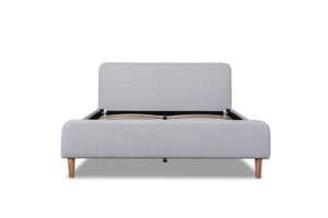 Louis Queen Bed Frame - Rhino Grey Fabric - Modern Boho Interiors