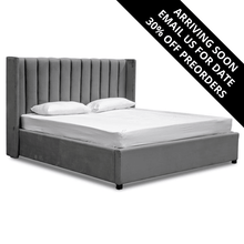 Load image into Gallery viewer, Lucca King Bed Frame - Charcoal Velvet - Modern Boho Interiors