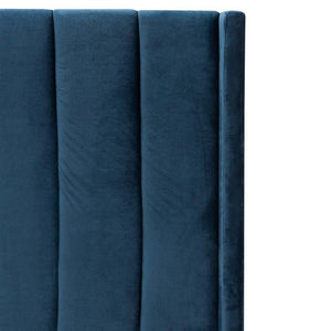 Lucca King Bed Frame - Teal Navy Velvet With Storage - Modern Boho Interiors