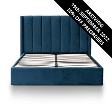Load image into Gallery viewer, Lucca King Bed Frame (With Storage) - Teal Navy Velvet - Modern Boho Interiors