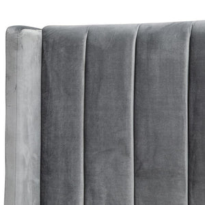 Lucca Queen Bed Frame - Charcoal Velvet - PREORDER - Modern Boho Interiors