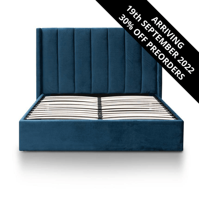 Lucca Queen Bed Frame (With Storage) - Teal Navy Velvet - Modern Boho Interiors