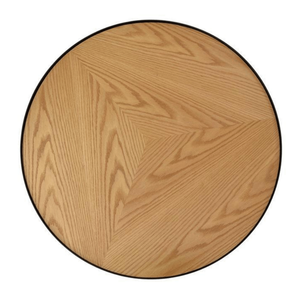 Luna Coffee Table 90cm(D) x 45cm(H) - Natural Top, Black Frame - Modern Boho Interiors