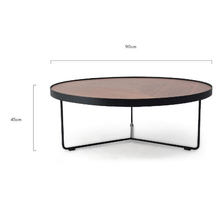 Load image into Gallery viewer, Luna Coffee Table 90cm(D) x 45cm(H) - Walnut, Black Frame - Modern Boho Interiors