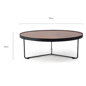 Luna Coffee Table 90cm(D) x 45cm(H) - Walnut, Black Frame - Modern Boho Interiors