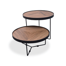 Load image into Gallery viewer, Luna Round Coffee Table 60cm(D) x 40cm(H)- Walnut Top - Black Frame - Modern Boho Interiors