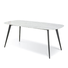 Load image into Gallery viewer, Luni Marble Dining Table 1.8m - White Marble, Black Legs - Modern Boho Interiors