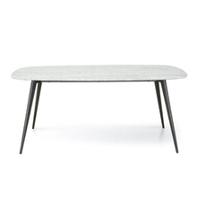 Load image into Gallery viewer, Luni Marble Dining Table 1.8m - White Marble, Black Legs - Modern Boho Interiors