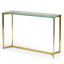 Load image into Gallery viewer, Luxe Glass Console Table 1.2m - Gold Base - Modern Boho Interiors