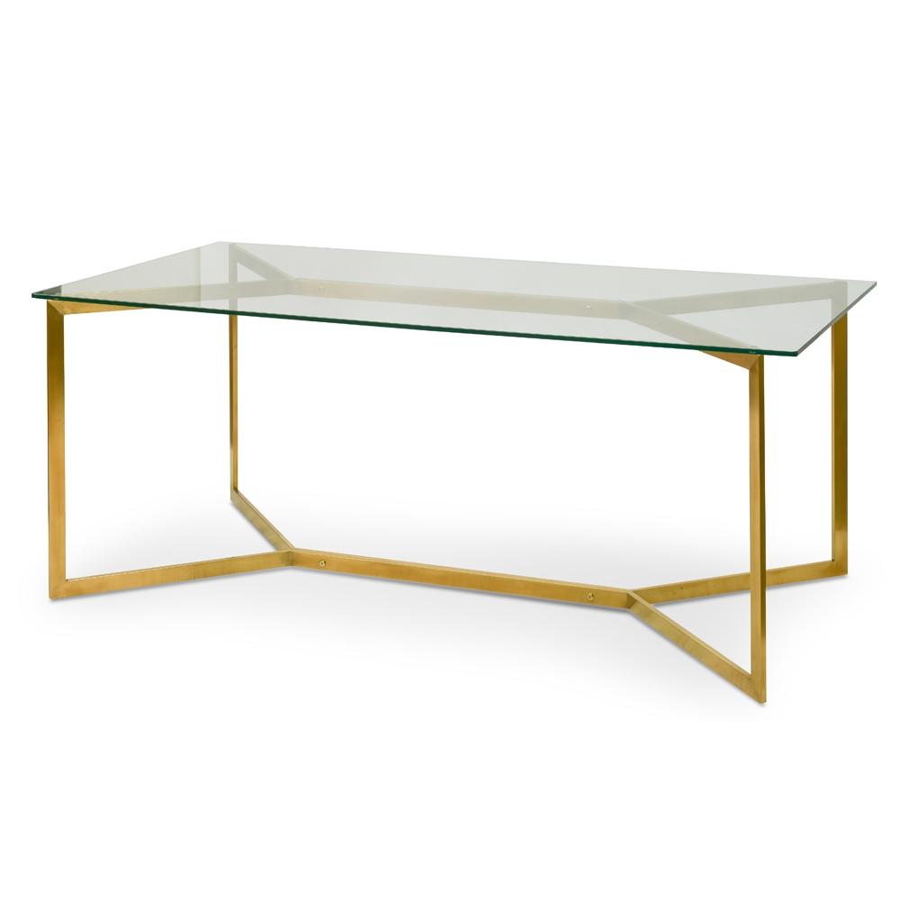 Luxe Glass Dining Table 1.9m - Gold Base - Modern Boho Interiors