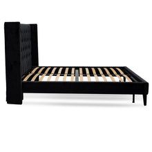 Load image into Gallery viewer, Luxy Queen Bed Frame - Black Velvet - Modern Boho Interiors