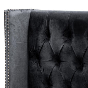 Luxy Queen Bed Frame - Black Velvet - Modern Boho Interiors