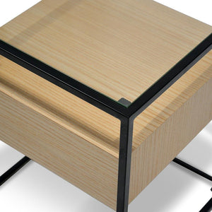 Marley Side Table - Oak with Black Frame - Modern Boho Interiors