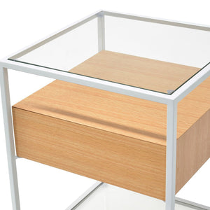 Marley Side Table - Oak with White Frame - Modern Boho Interiors