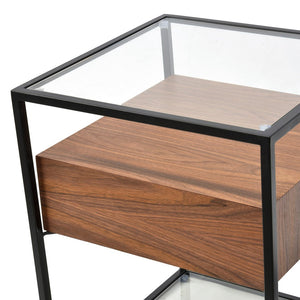 Marley Side Table - Walnut with Black Frame - Modern Boho Interiors