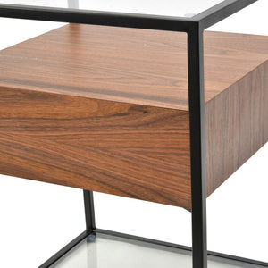 Marley Side Table - Walnut with Black Frame - Modern Boho Interiors