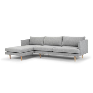 Mila 3 Seater With Left Chaise Sofa - Graphite Grey With Natural Legs - Modern Boho Interiors
