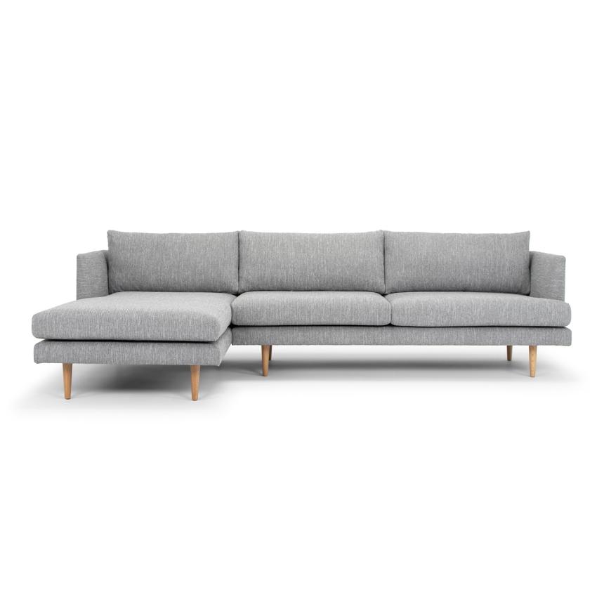 Mila 3 Seater With Left Chaise Sofa - Graphite Grey With Natural Legs - Modern Boho Interiors