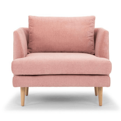 Mila Armchair - Dusty Blush With Natural Legs - Modern Boho Interiors