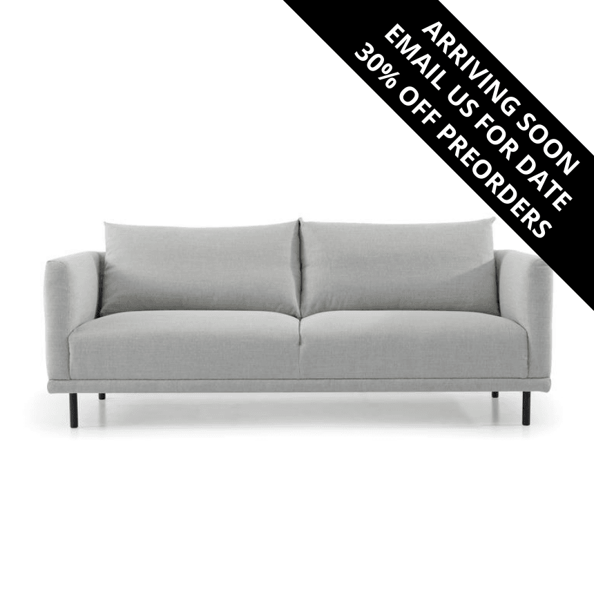 Monique 3 Seater Sofa - Grey With Black Legs - Modern Boho Interiors