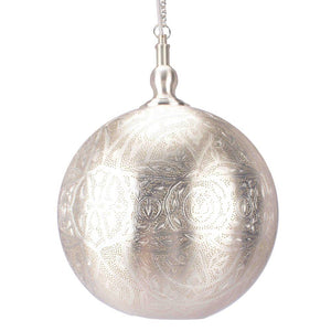 Moroccan Ball Ceiling Lamp (40cm) - Silver - Modern Boho Interiors