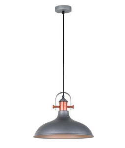 Narvark Dome Pendant Light - Matt Grey With Copper Highlights - Modern Boho Interiors