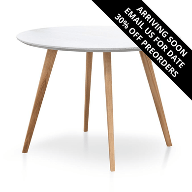 Natalie Dining Table 1m - White Washed Top, Natural Legs - Modern Boho Interiors